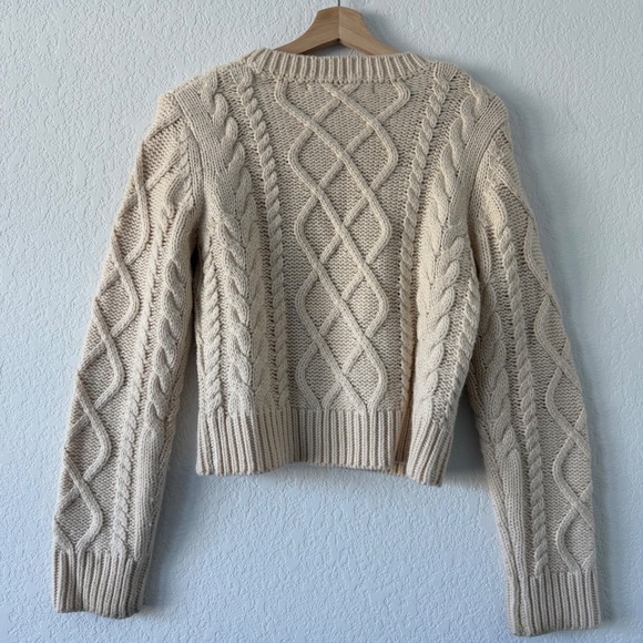 English Factory Womens Cream Cable Knit Cropped Sweater Size Med Ivory Pullover - Picture 5 of 6